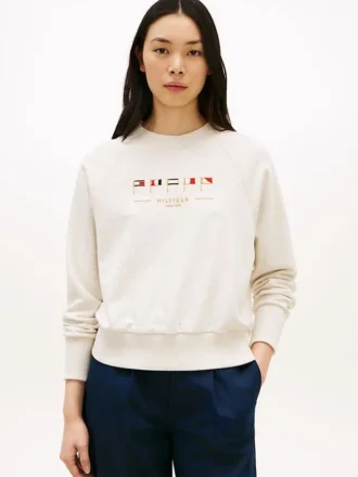 Embroidered Nautical Flag Sweatshirt