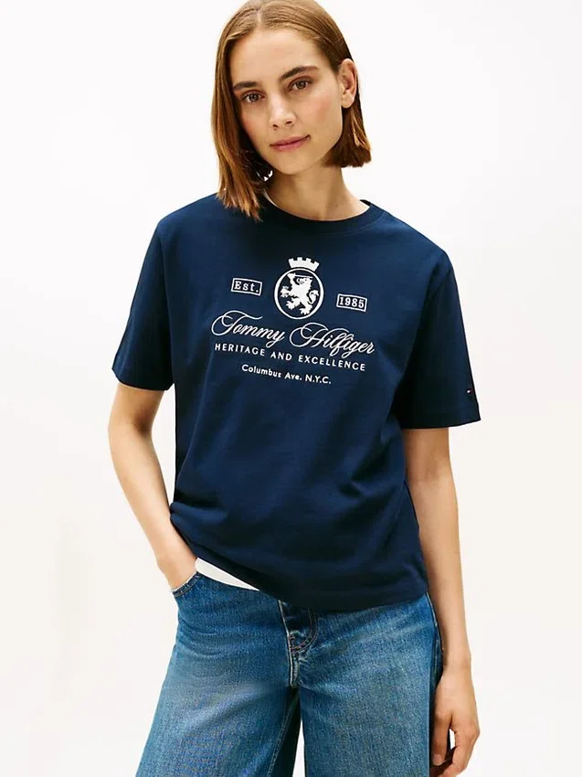 Embroidered Script Crest Logo T-Shirt Embroidered Script Crest Logo T-Shirt