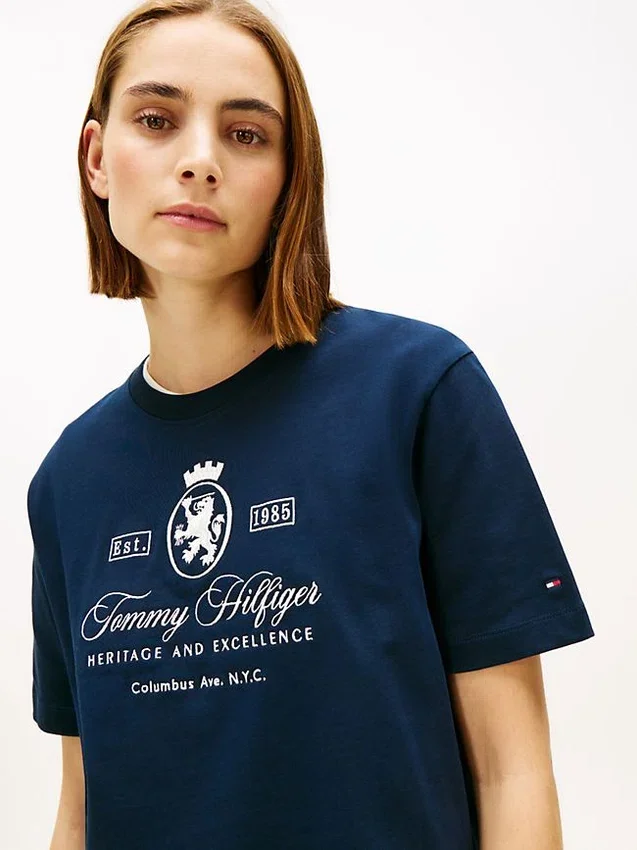 Embroidered Script Crest Logo T-Shirt Embroidered Script Crest Logo T-Shirt