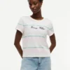 Embroidered Script Logo Striped T-Shirt