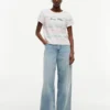 Embroidered Script Logo Striped T-Shirt