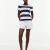 Embroidered Script Logo Striped T-Shirt