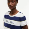 Embroidered Script Logo Striped T-Shirt