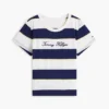 Embroidered Script Logo Striped T-Shirt