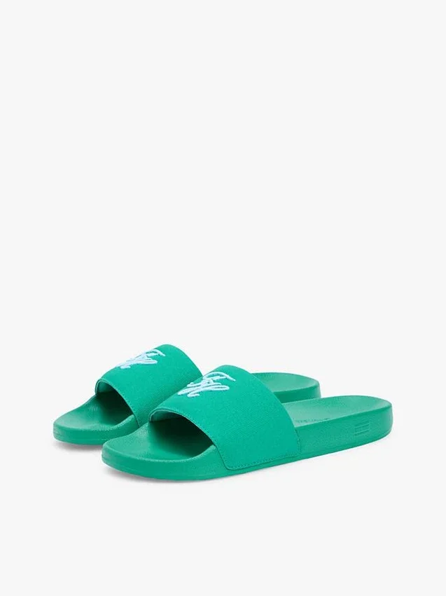 Embroidered Script Monogram Pool Slide Embroidered Script Monogram Pool Slide