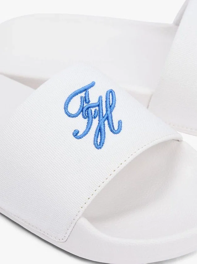 Embroidered Script Monogram Pool Slide Embroidered Script Monogram Pool Slide
