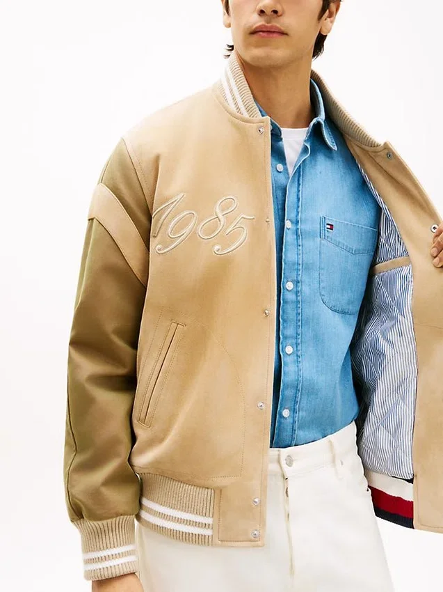 Embroidered Suede Varsity Jacket Embroidered Suede Varsity Jacket