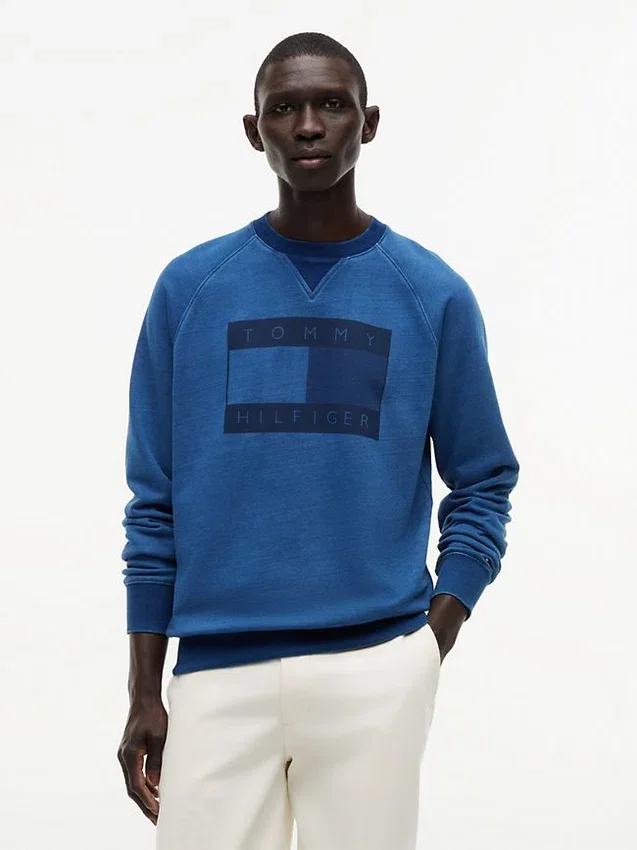 Flag Logo Indigo-Dyed Raglan Sweatshirt Flag Logo Indigo-Dyed Raglan Sweatshirt