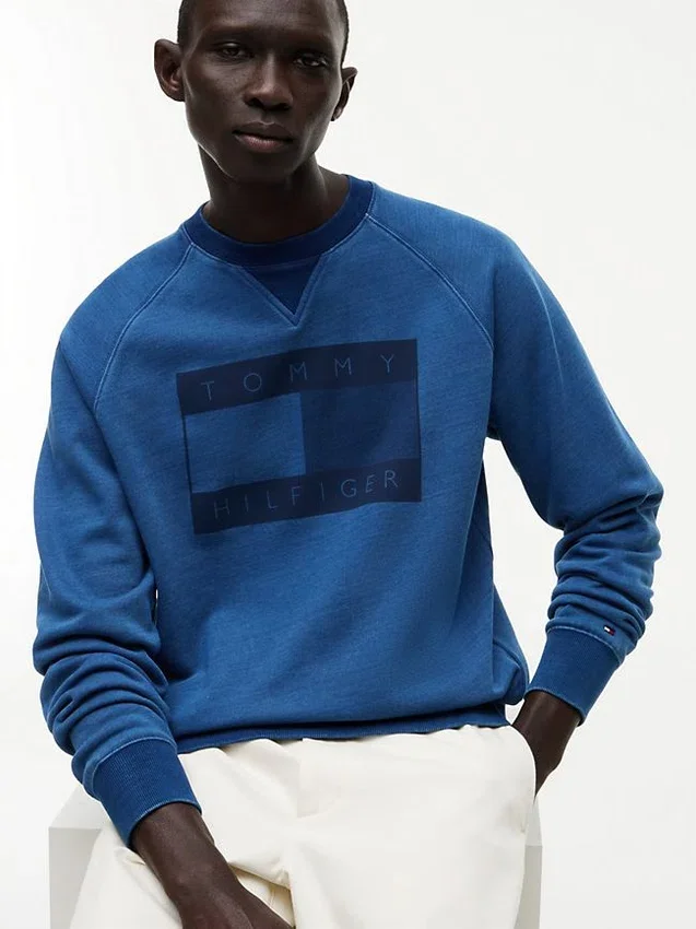 Flag Logo Indigo-Dyed Raglan Sweatshirt Flag Logo Indigo-Dyed Raglan Sweatshirt
