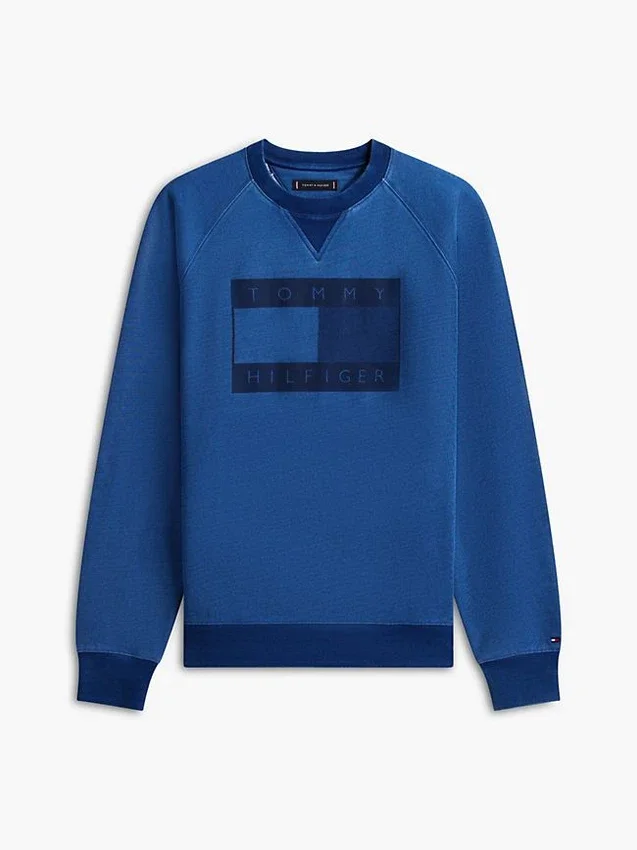 Flag Logo Indigo-Dyed Raglan Sweatshirt Flag Logo Indigo-Dyed Raglan Sweatshirt