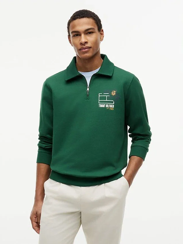 Floral Logo Quarter-Zip Polo Sweatshirt Floral Logo Quarter-Zip Polo Sweatshirt