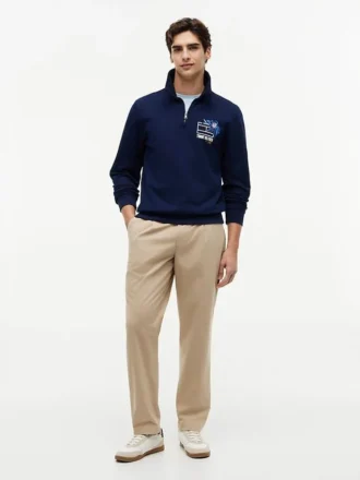 Floral Logo Quarter-Zip Polo Sweatshirt