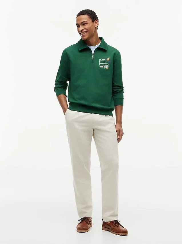 Floral Logo Quarter-Zip Polo Sweatshirt Floral Logo Quarter-Zip Polo Sweatshirt