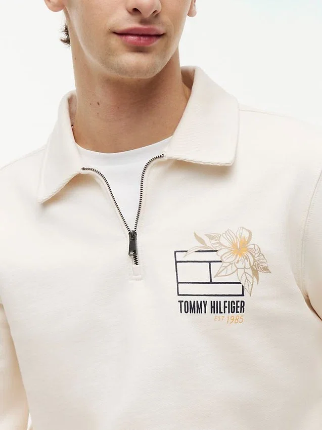 Floral Logo Quarter-Zip Polo Sweatshirt Floral Logo Quarter-Zip Polo Sweatshirt