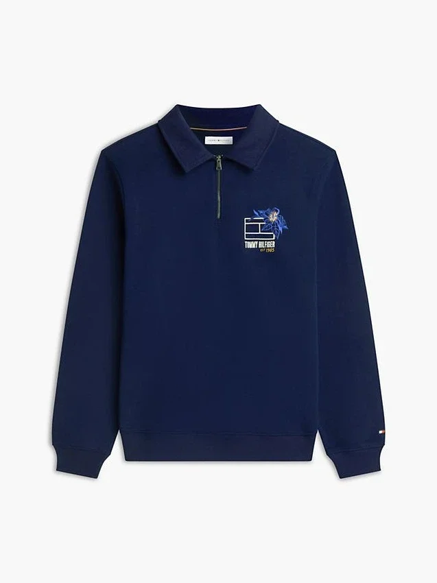 Floral Logo Quarter-Zip Polo Sweatshirt Floral Logo Quarter-Zip Polo Sweatshirt