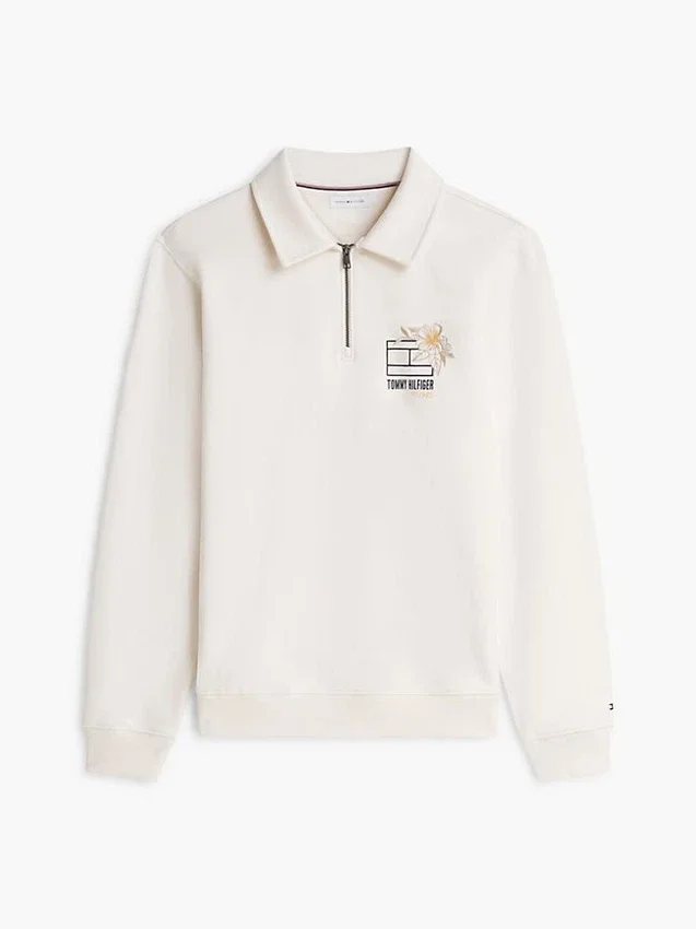 Floral Logo Quarter-Zip Polo Sweatshirt Floral Logo Quarter-Zip Polo Sweatshirt