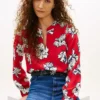 Floral Print Crepe Pullover Top Floral Print Crepe Pullover Top