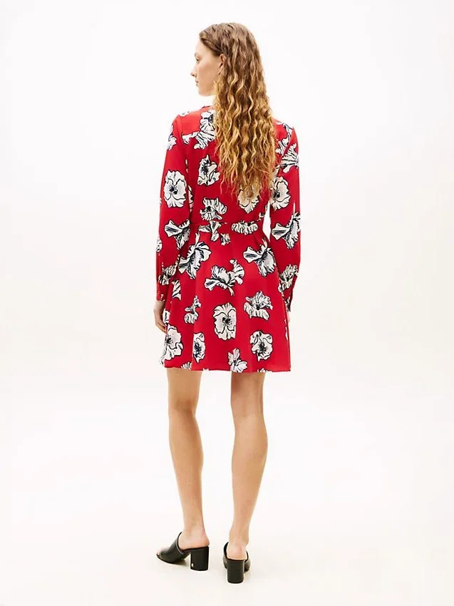 Floral Print Crepe Wrap Dress Floral Print Crepe Wrap Dress