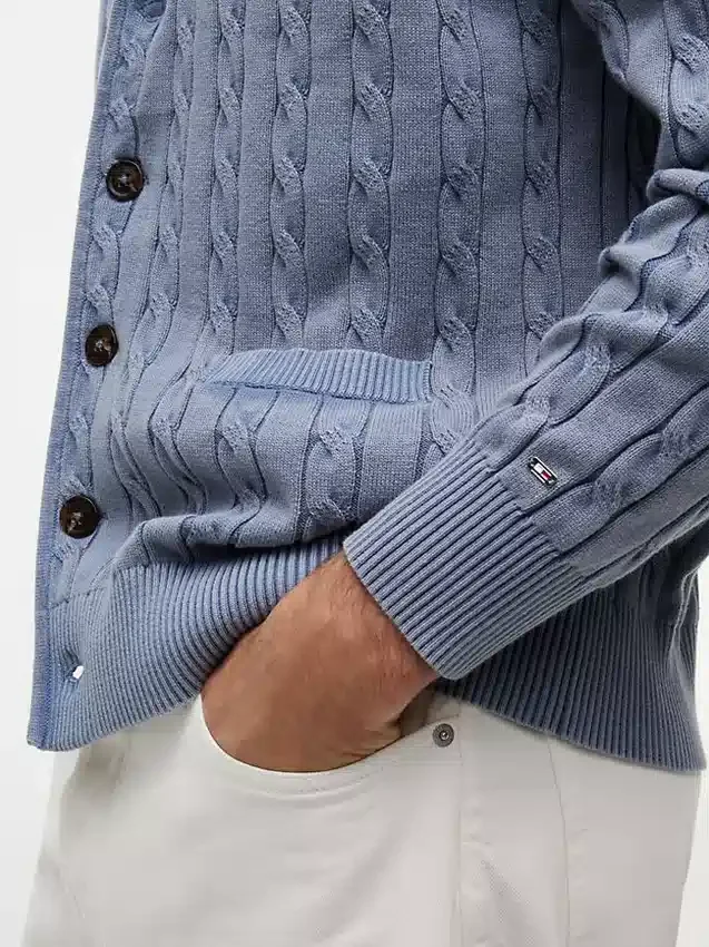 Garment-Dyed Cable Knit Cardigan Garment-Dyed Cable Knit Cardigan