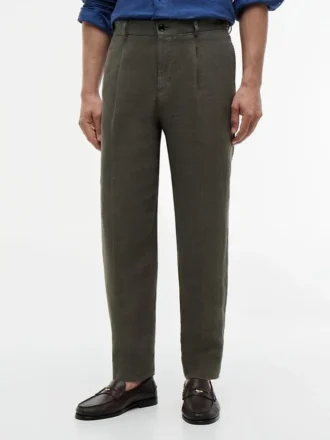 Garment-Dyed Linen Tapered Pant