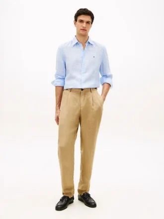 Garment-Dyed Linen Tapered Pant