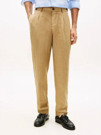 Garment-Dyed Linen Tapered Pant