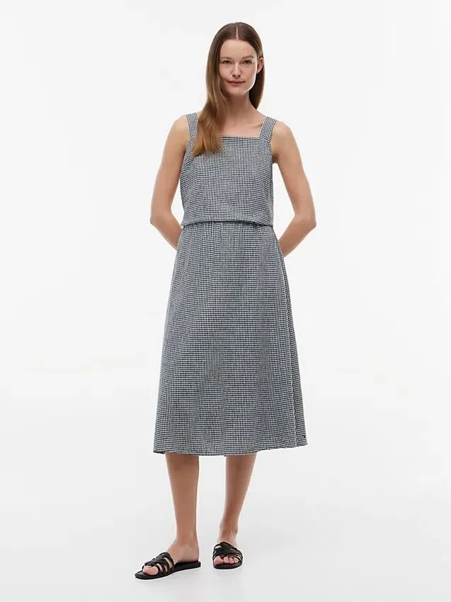 Gingham Linen-Blend Midi Skirt Gingham Linen-Blend Midi Skirt
