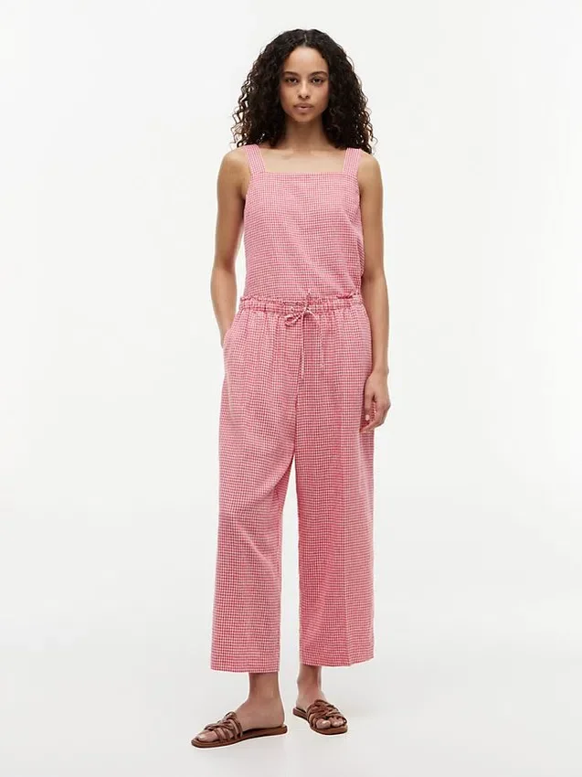 Gingham Linen-Blend Pull-On Pant Gingham Linen-Blend Pull-On Pant