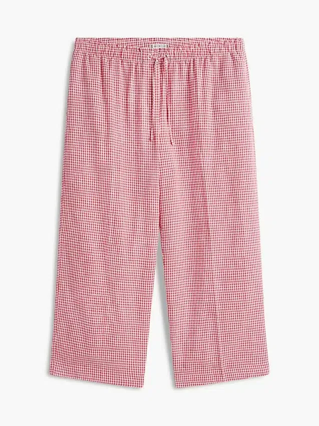 Gingham Linen-Blend Pull-On Pant Gingham Linen-Blend Pull-On Pant