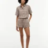 Gingham Linen-Blend Pull-On Short Gingham Linen-Blend Pull-On Short