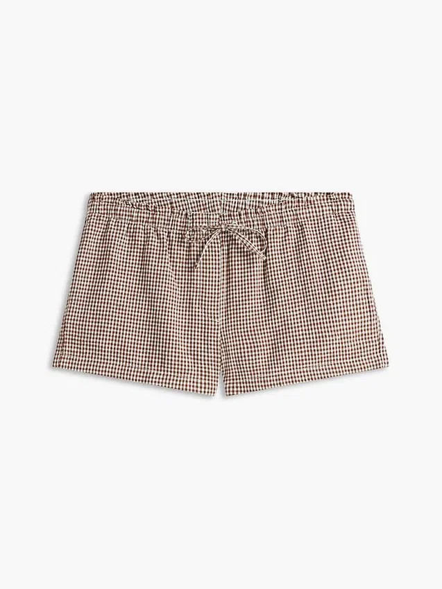 Gingham Linen-Blend Pull-On Short Gingham Linen-Blend Pull-On Short
