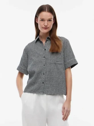 Gingham Linen-Blend Shirt