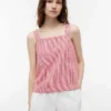 Gingham Linen-Blend Tank Top