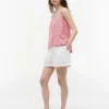 Gingham Linen-Blend Tank Top