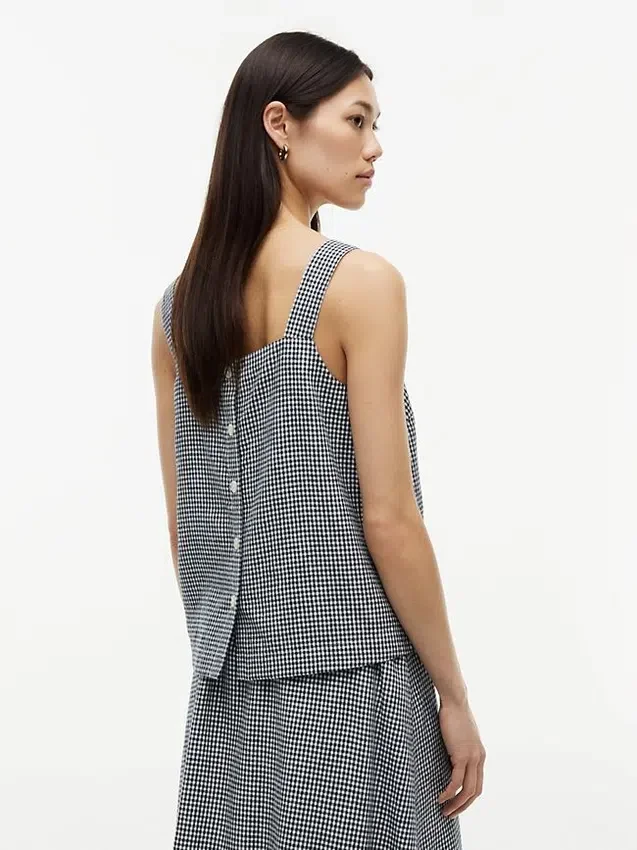 Gingham Linen-Blend Tank Top Gingham Linen-Blend Tank Top