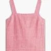 Gingham Linen-Blend Tank Top