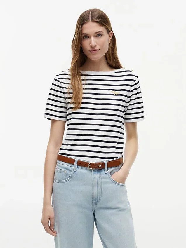 Gold-Button Cotton Interlock T-Shirt Gold-Button Cotton Interlock T-Shirt