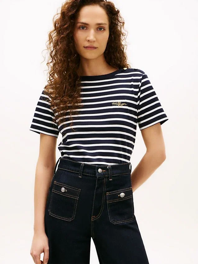 Gold-Button Cotton Interlock T-Shirt Gold-Button Cotton Interlock T-Shirt