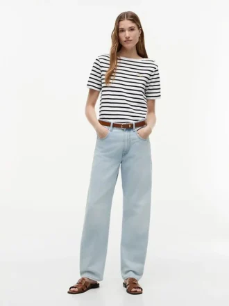 Gold-Button Cotton Interlock T-Shirt
