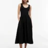 Gold-Button Mixed-Media Tank Dress Gold-Button Mixed-Media Tank Dress