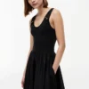 Gold-Button Mixed-Media Tank Dress Gold-Button Mixed-Media Tank Dress