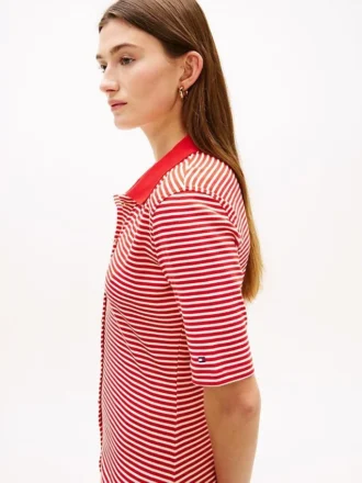 Gold-Button Polo Midi Dress