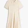 Gold-Button Rib Knit Polo Mini Dress Gold-Button Rib Knit Polo Mini Dress
