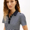 Gold-Button Striped Interlock Polo Dress Gold-Button Striped Interlock Polo Dress