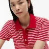 Gold-Button Striped Interlock Polo Dress