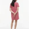 Gold-Button Striped Interlock Polo Dress