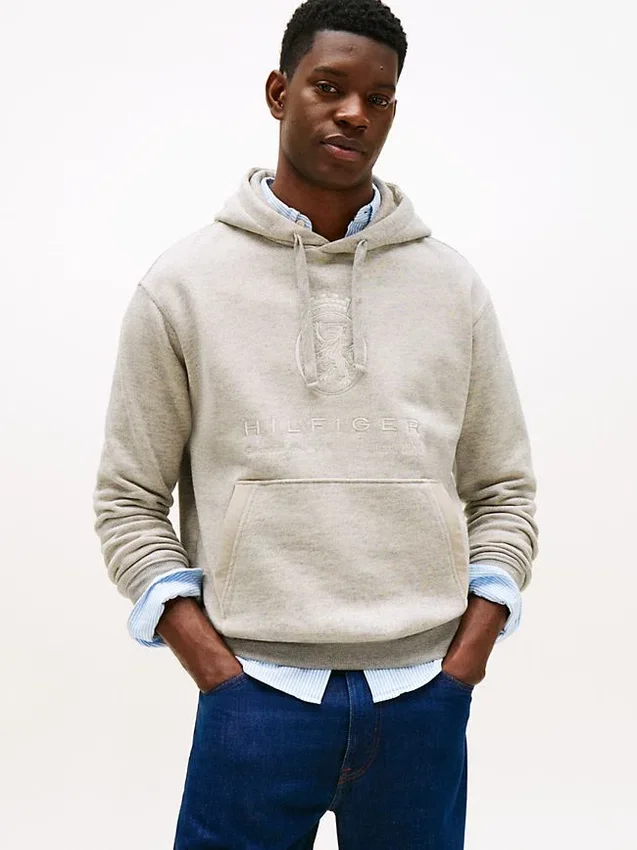 Hilfiger Crest Logo Heathered Hoodie Hilfiger Crest Logo Heathered Hoodie
