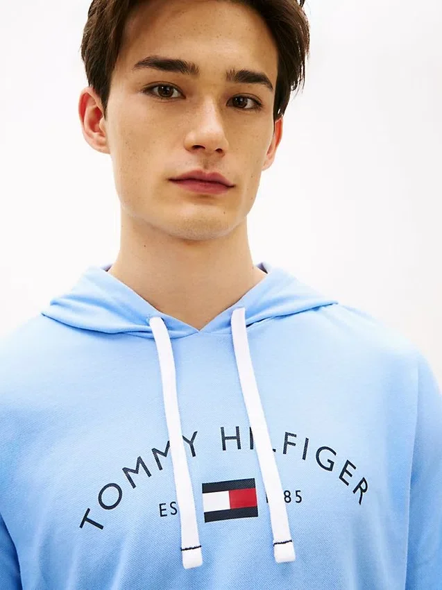 Hilfiger Logo Pique Sleep Hoodie Hilfiger Logo Pique Sleep Hoodie