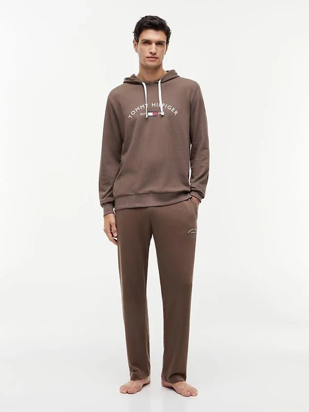Hilfiger Logo Pique Sleep Hoodie Hilfiger Logo Pique Sleep Hoodie