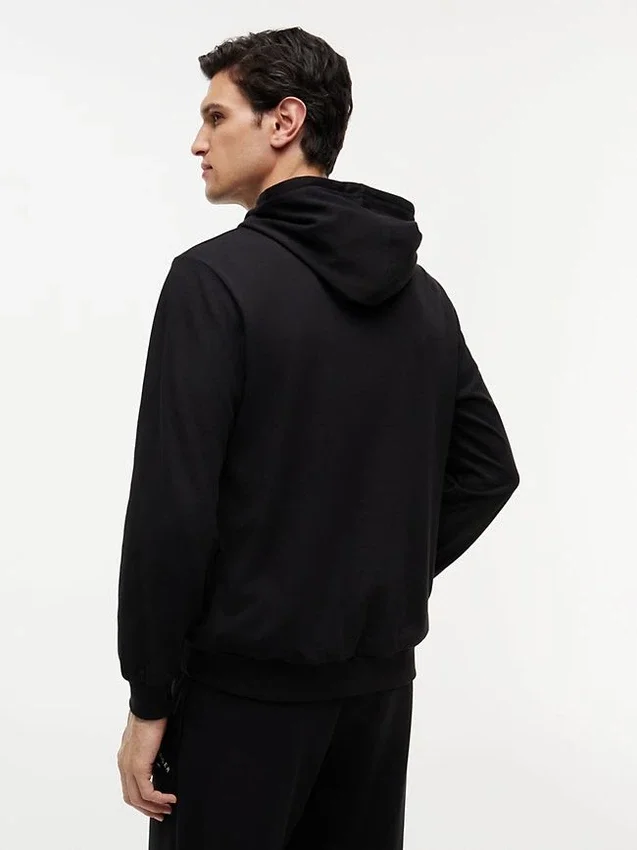 Hilfiger Logo Pique Sleep Hoodie Hilfiger Logo Pique Sleep Hoodie
